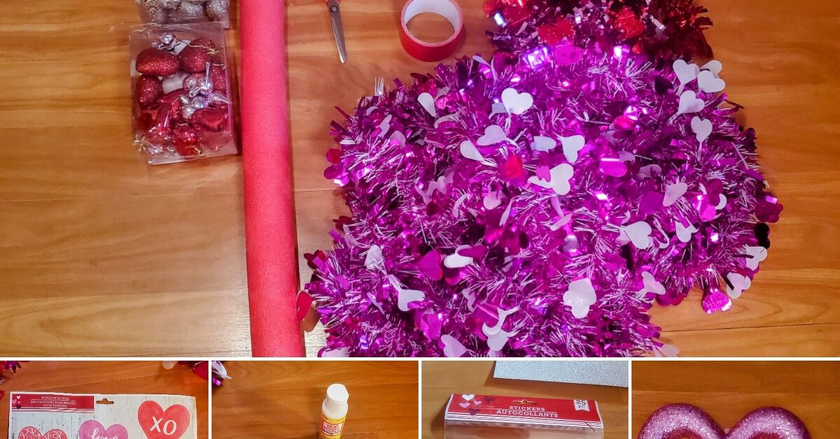 Cute DIY Valentine’s Day Heart-Shaped Pool Noodle Wreath